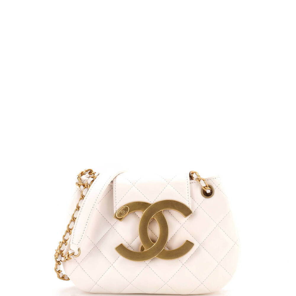 Chanel Small Giant CC Chain Compartment Messenger Bag Quilted Lambskin